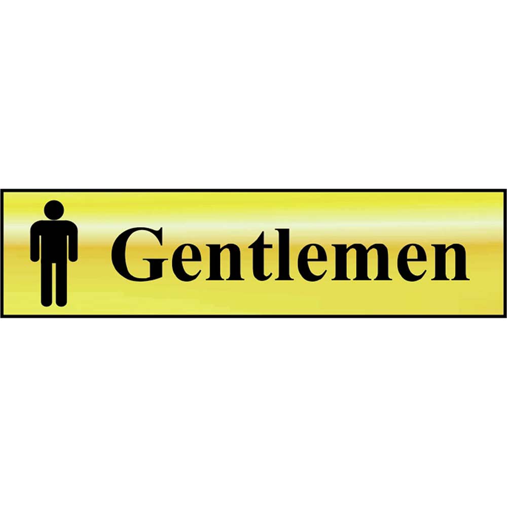 Scan 200 x 50mm Polished Brass Effect Sign - Gentlemen