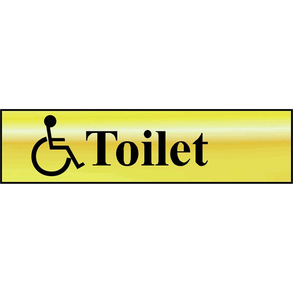 Scan 200 x 50mm Polished Brass Effect Sign - Toilet with Disabled Symbol