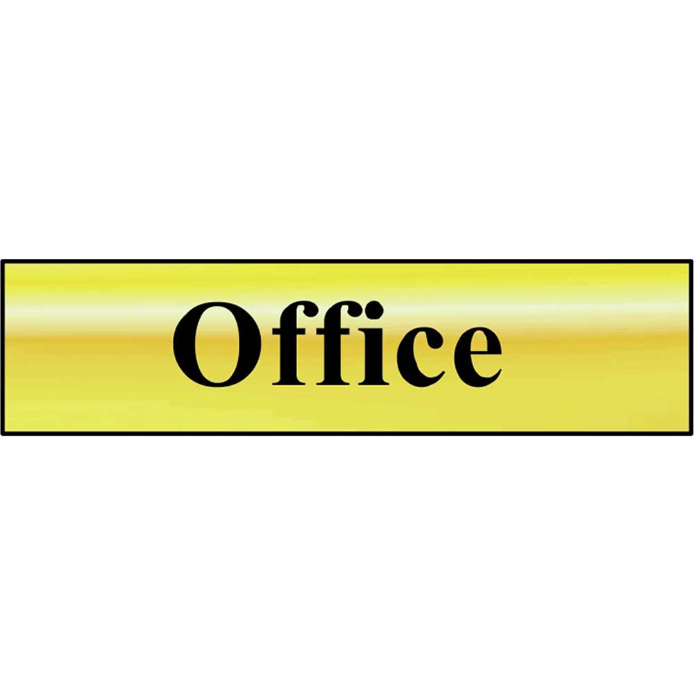 Scan 200 x 50mm Polished Brass Effect Sign - Office