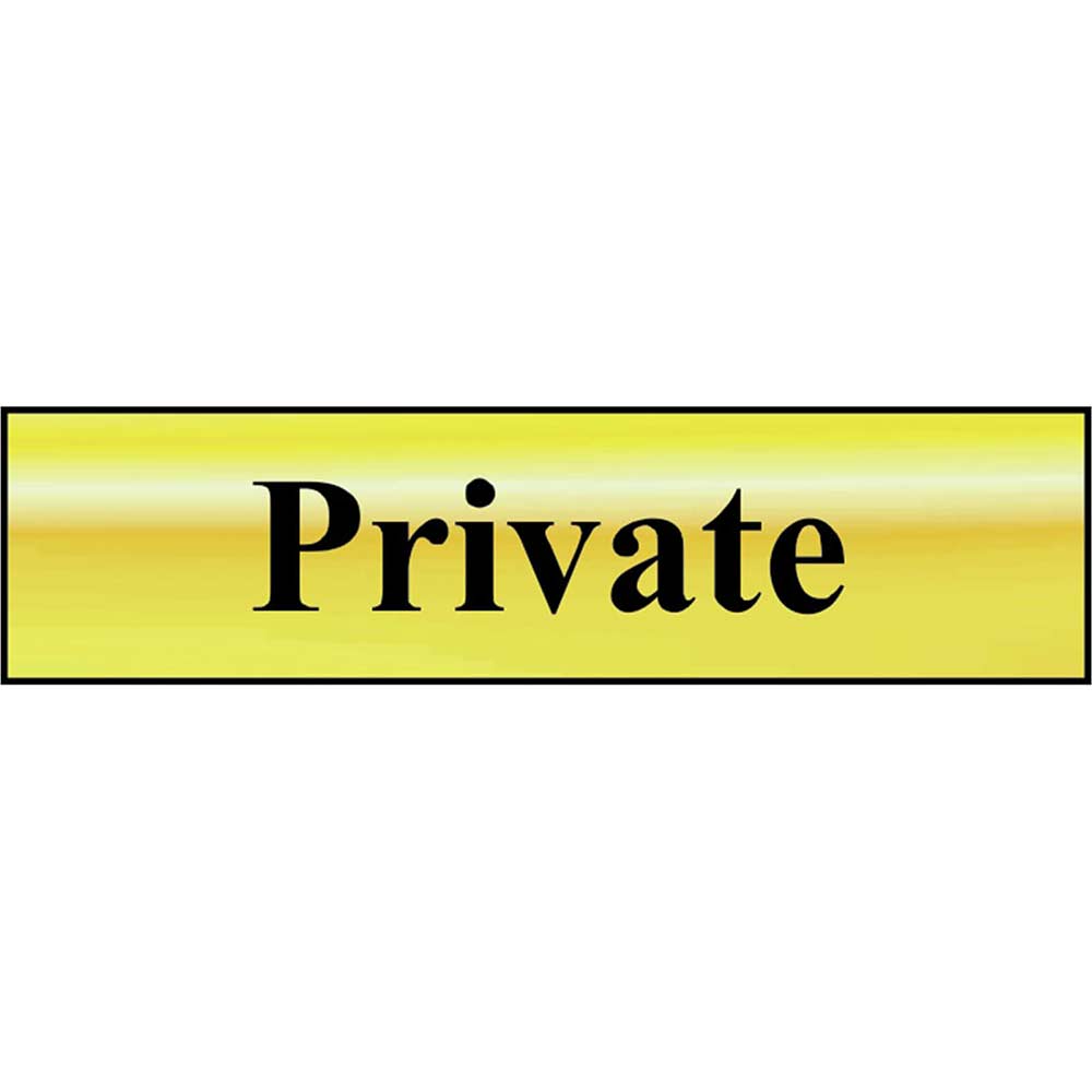 Image of Scan 200 x 50mm Polished Brass Effect Sign - Private