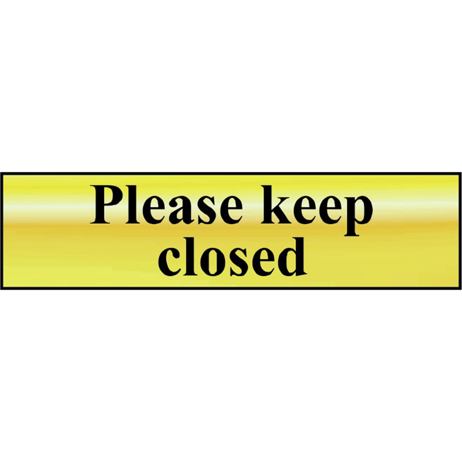 Scan 200 x 50mm Polished Brass Effect Sign - Please Keep Closed