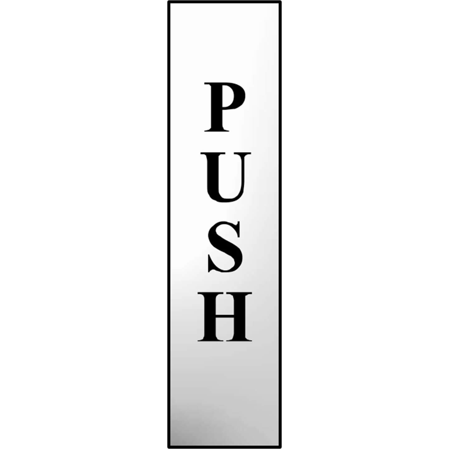 Scan 200 x 50mm Chrome Vertical Sign - Push