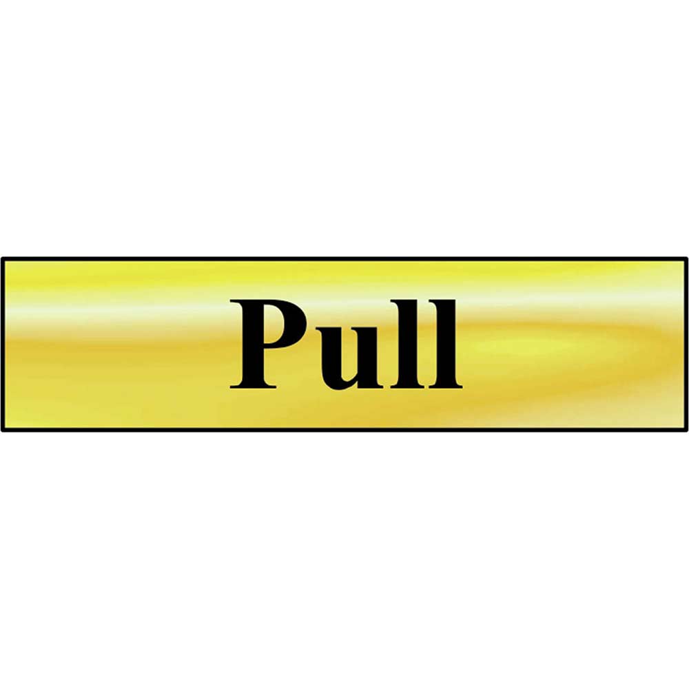 Image of Scan 200 x 50mm Polished Brass Effect Sign - Pull