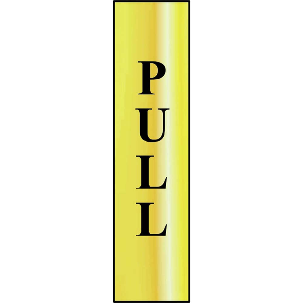 Image of Scan 200 x 50mm Polished Brass Effect Vertical Sign - Pull