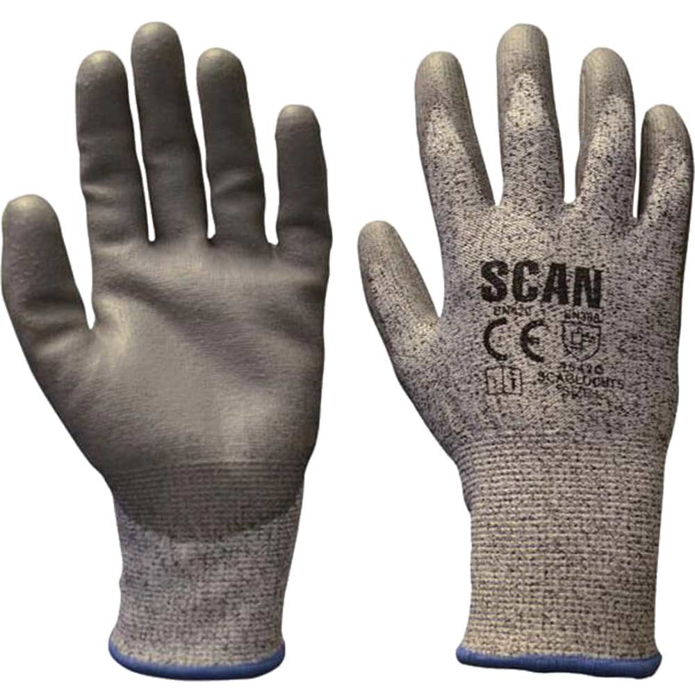Image of Scan PU Coated Cut 5 Liner Gloves Grey Large