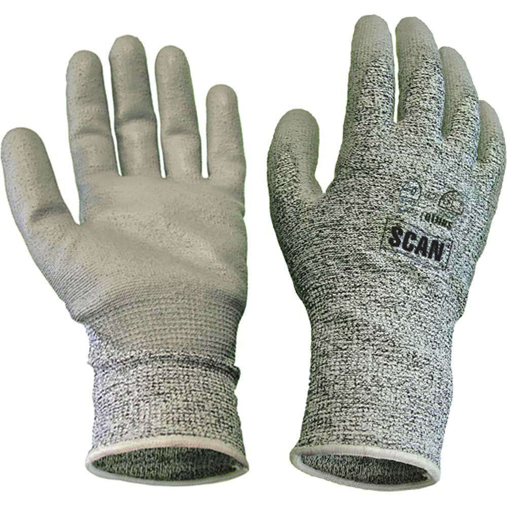 Image of Scan PU Coated Cut 5 Liner Gloves Grey XL