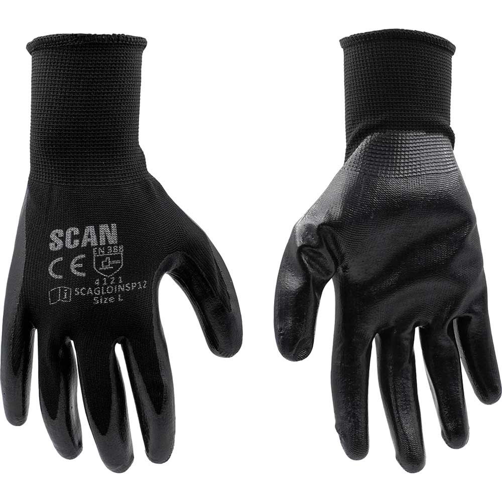 Image of Scan Inspection Gloves Black Large Pack of 12