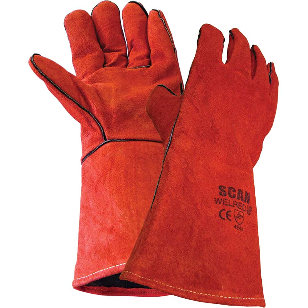 Image of Scan Pair Welders Gauntlets Red