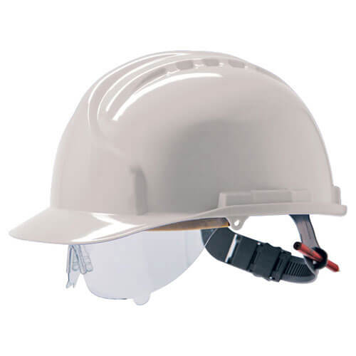 Comfort Safety Hard Hat with Eye Visor White
