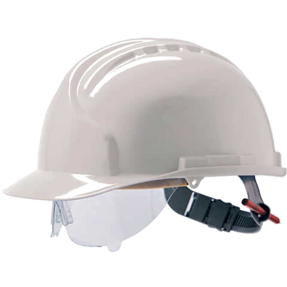 Comfort Safety Hard Hat with Eye Visor White