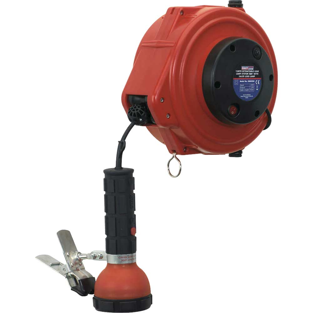 Image of Sealey Lead Lamp System Retractable 15 Metre 240v With 36 Led Lead Lamp