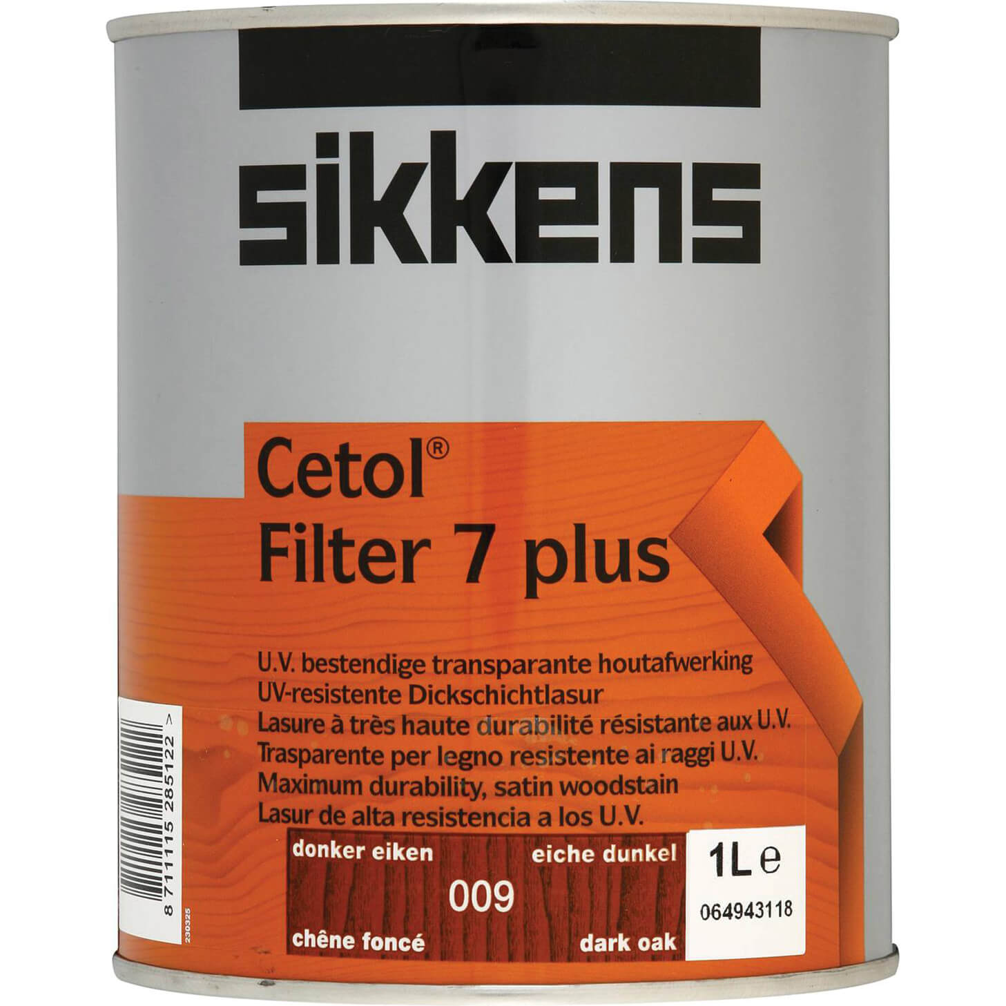 Sikkens Cetol Filter 7 Plus Translucent Wood Stain Dark Oak 1 Litre