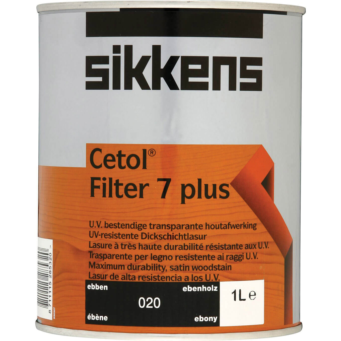 Image of Sikkens Cetol Filter 7 Plus Translucent Wood Stain Ebony 1 Litre.
