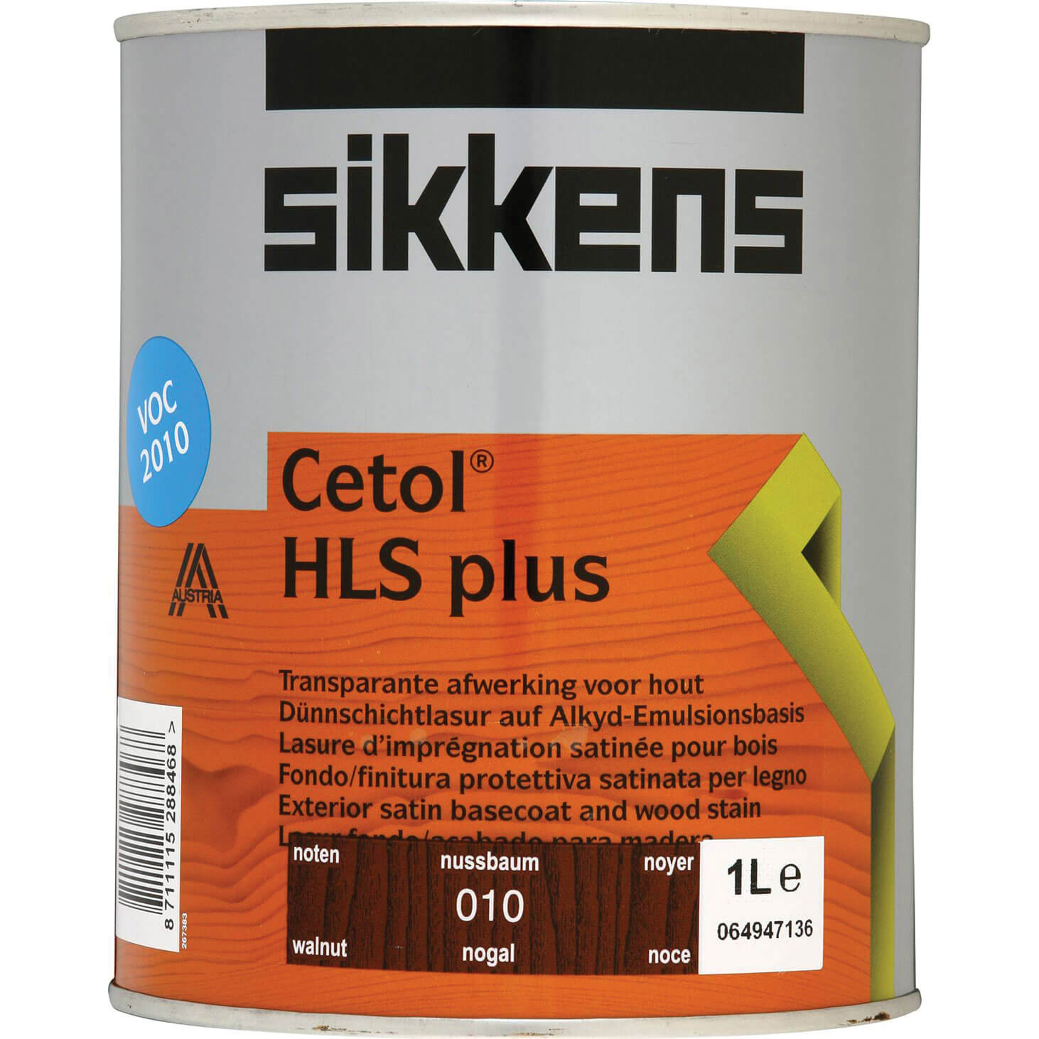 Sikkens Cetol HLS Plus Translucent Wood Stain Walnut 1 Litre