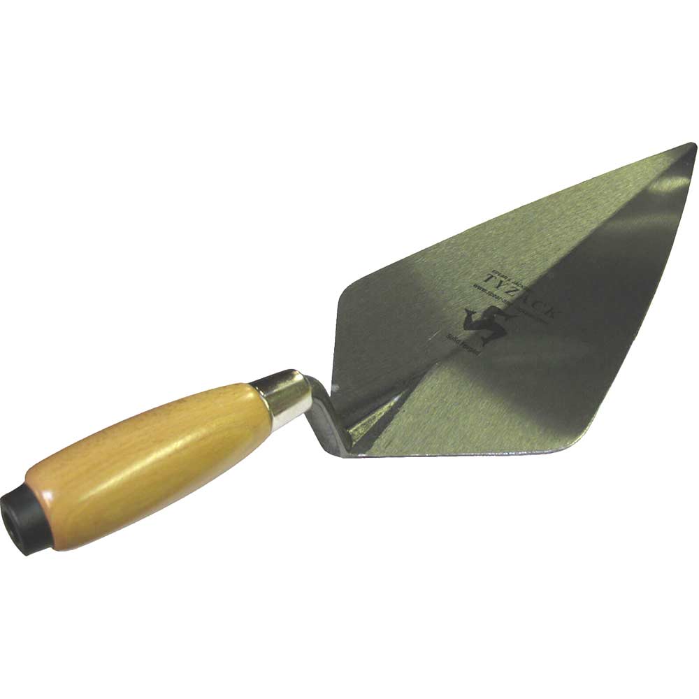 Image of WHS Tyzack Broad Heel Brick Trowel Short with Wooden Handle 12&quot;