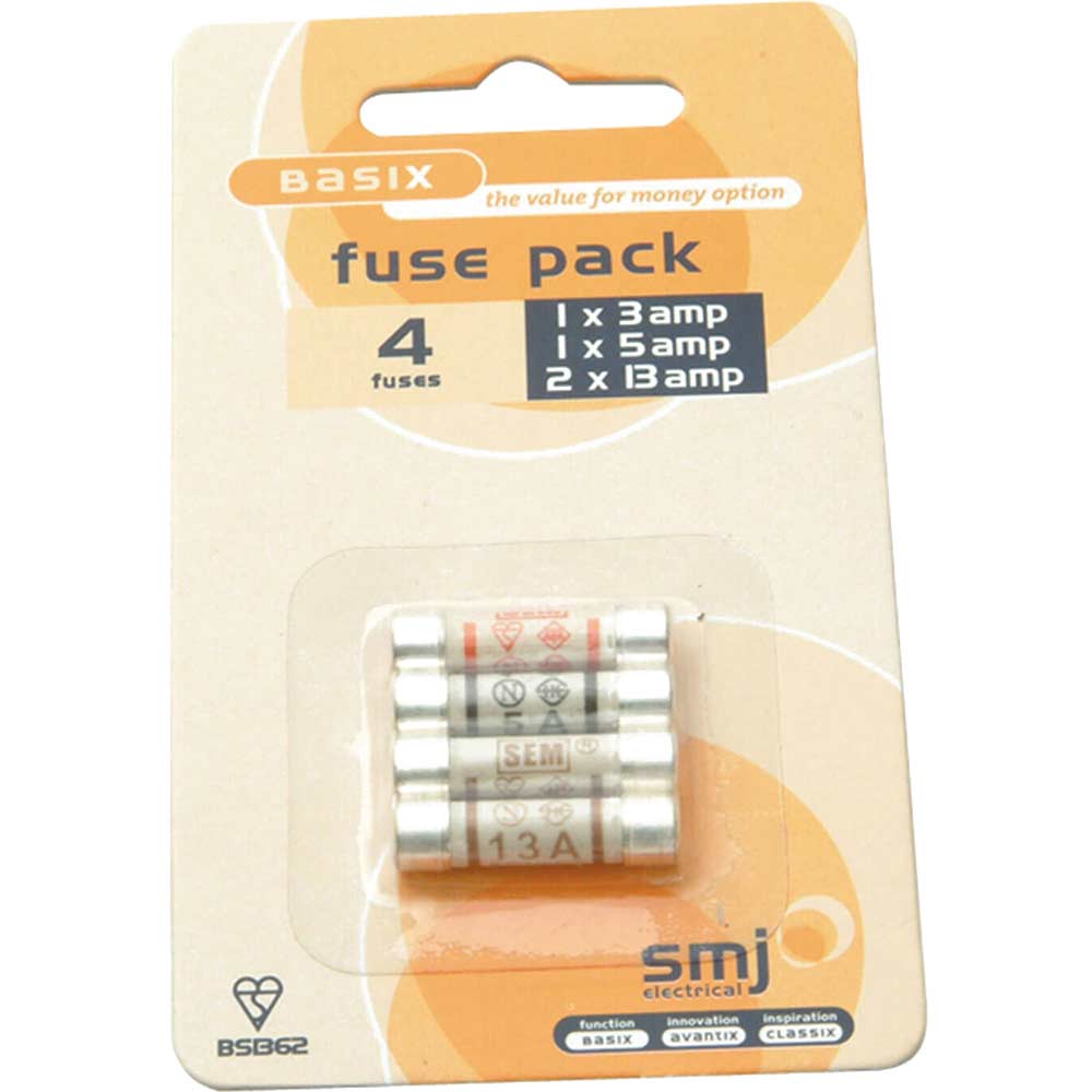 Image of Smj Pack of 4 Mixed Fuses (1X3A/1X5A/2X13A)