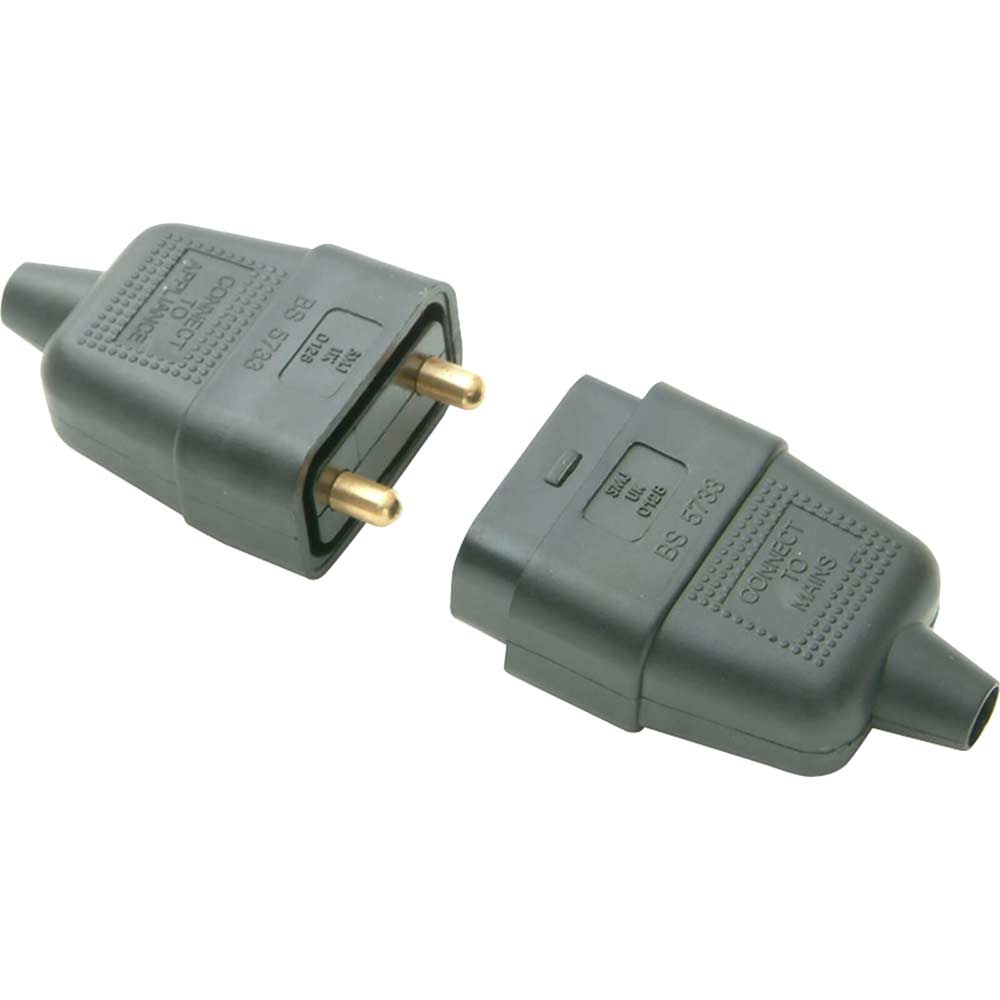 Smj 10Amp 2Pin Rubber Plug & Socket - Black