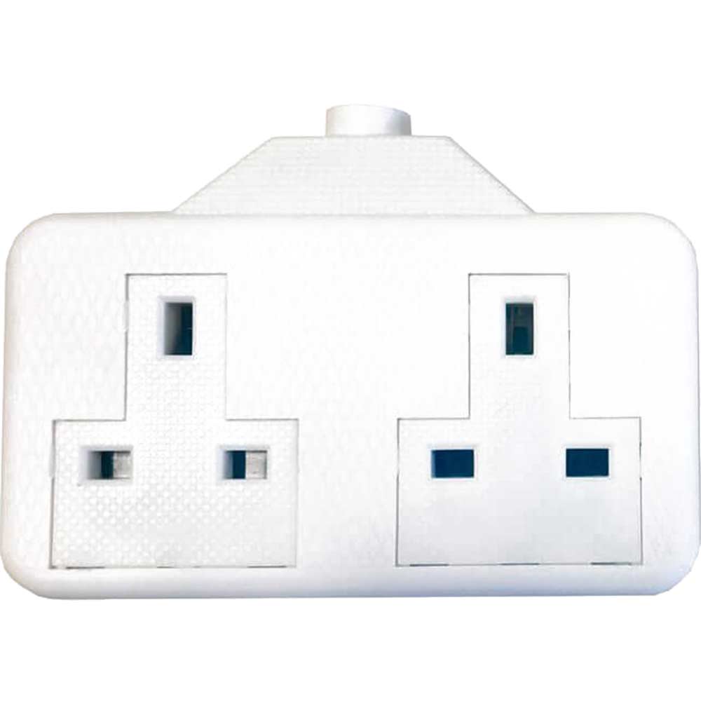 Image of Smj White Rubber Trailing Socket 2 Gang
