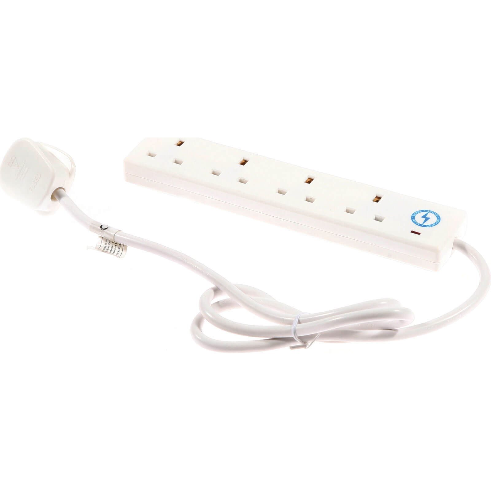 Image of SMJ Surge Protected 4 Socket Extension Lead with 2 Metre Cable 13amp 240v