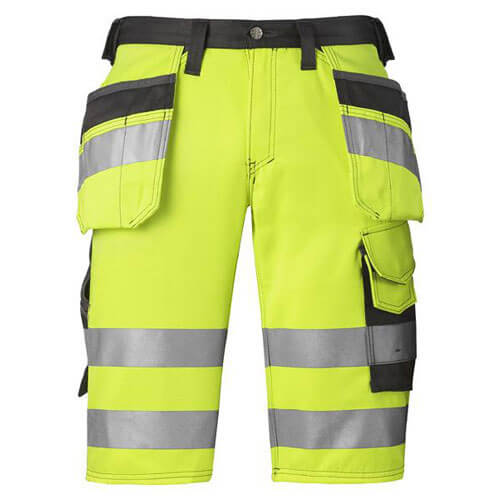 Snickers High Visibility Shorts Class 1 Yellow 35" Waist