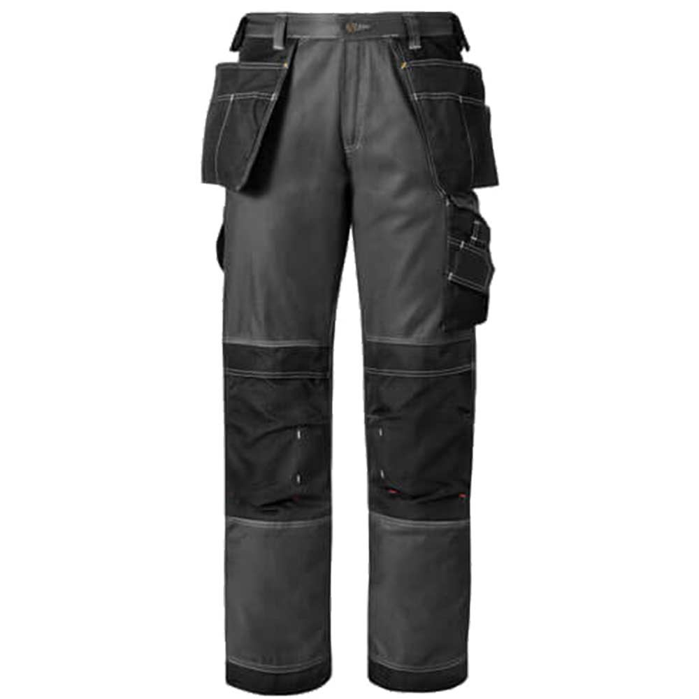 Snickers Mens DuraTwill Trousers with Holster Grey / Black 33" Waist & 32" Leg