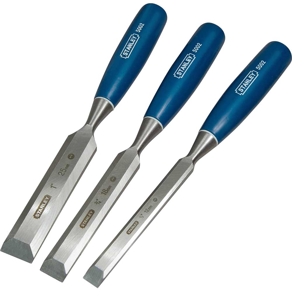 Image of Stanley 5002 Bevel Edge Chisel Set of 3