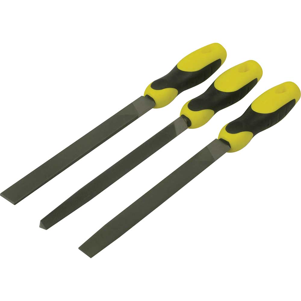 Image of Stanley 3 Piece File Set Flat , 1/2 Round, 3 Square