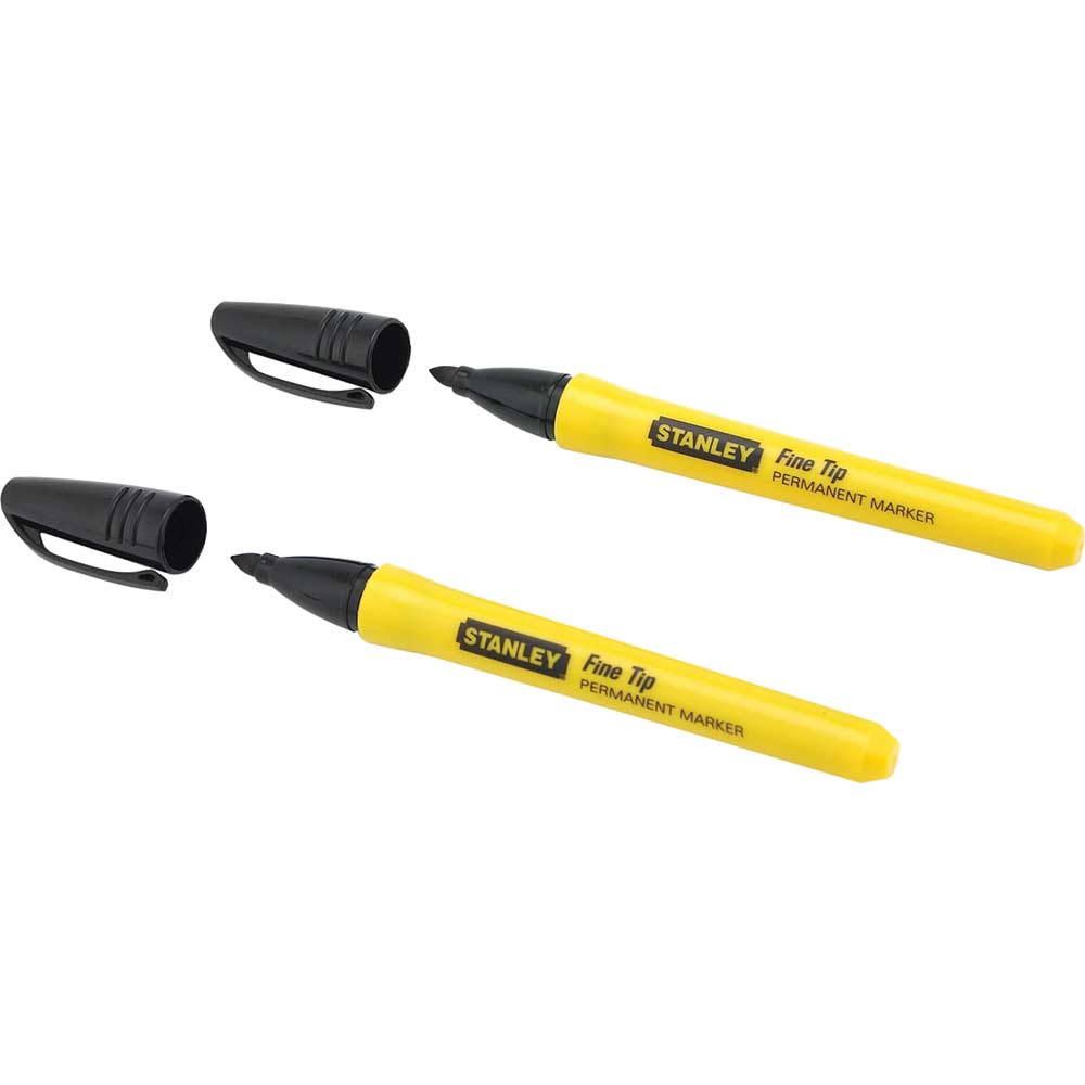 Stanley Black Fine Tip Permanent Markers Pack of 2