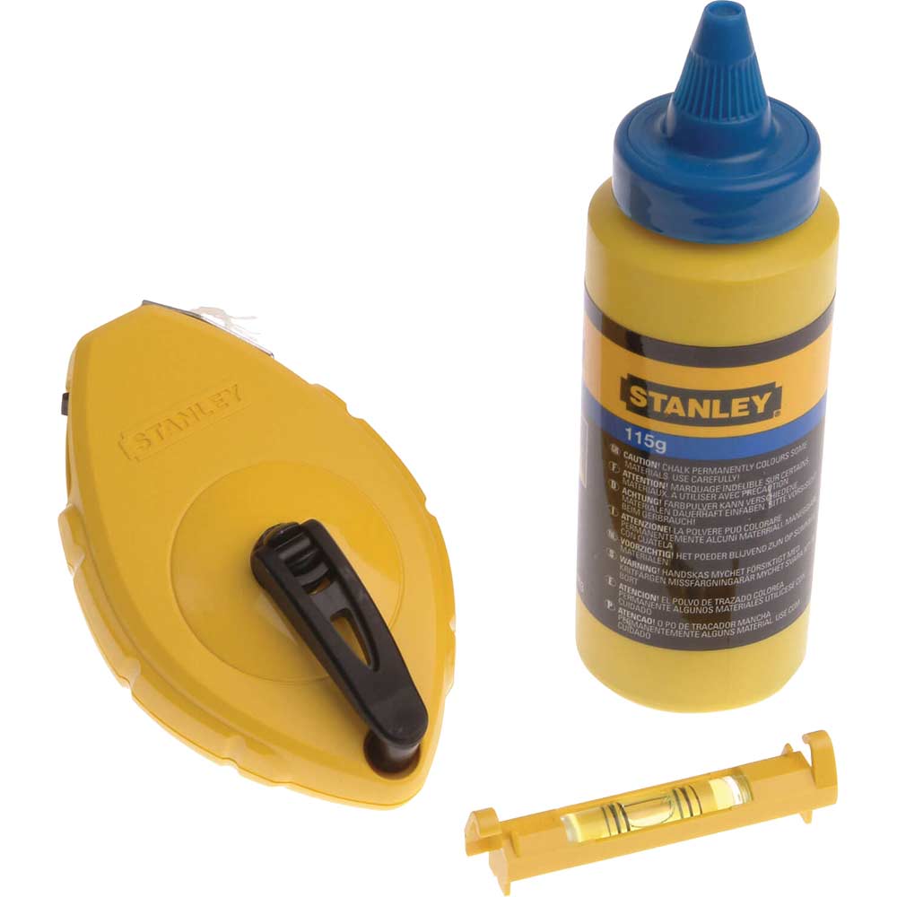Image of Stanley Chalk Line 30M Blue Chalk & Level 047443