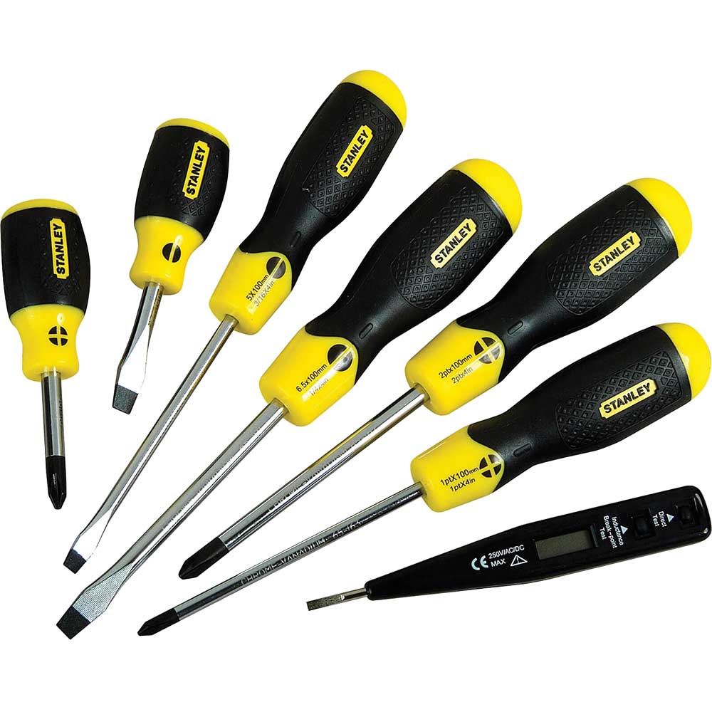 Image of Stanley Cushion Grip 6 Piece Mixed Screwdriver Set Flared / Phillips