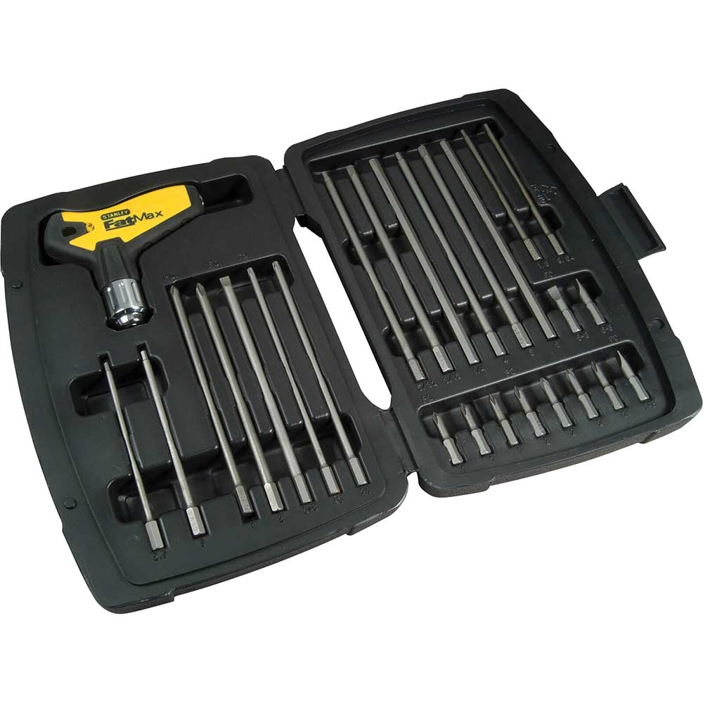 Image of Stanley FatMax 27 Piece T Handle Ratchet Power Key Set Hexagon / Slotted / Pozi / Phillips / Torx