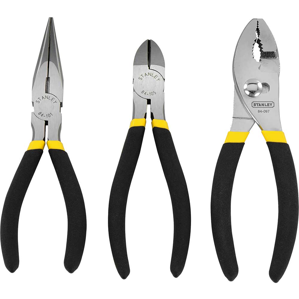 Image of Stanley 3 Piece Slip, Long & Cutting Plier Set