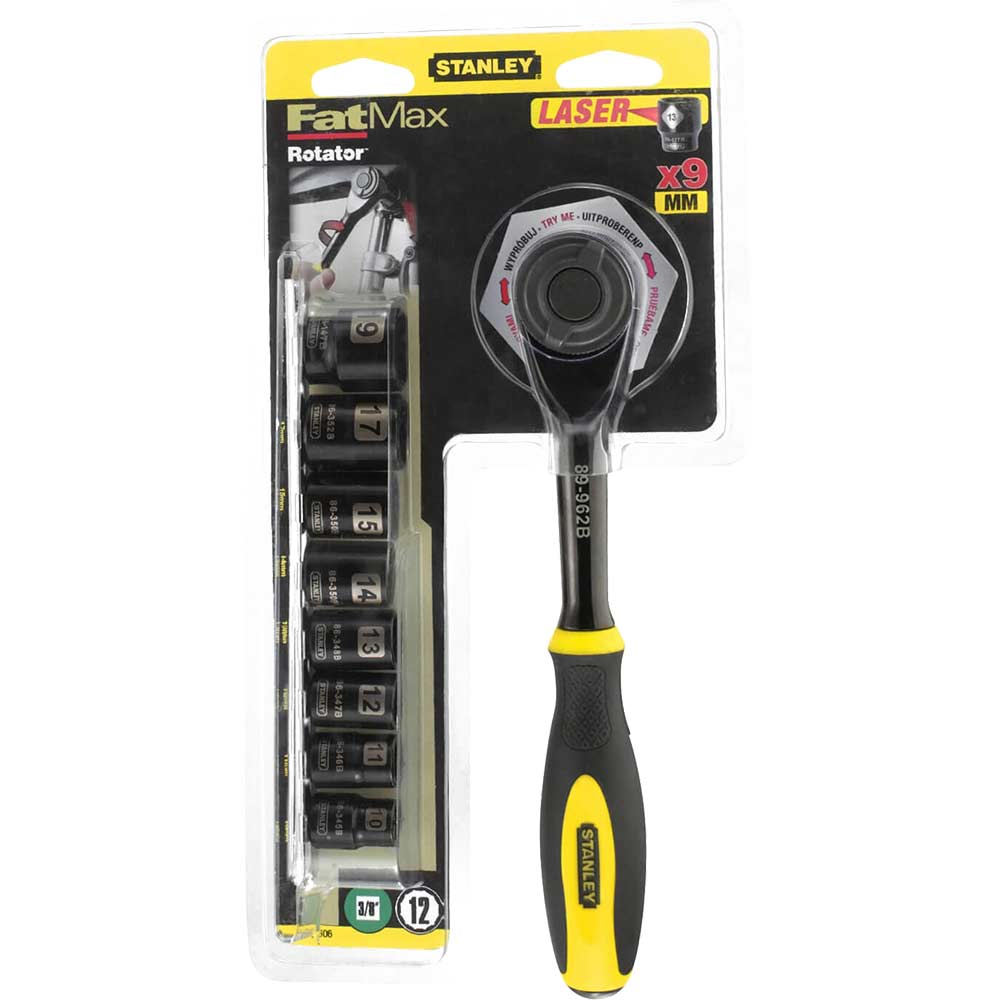 Image of Stanley FatMax 9 Piece 3/8&quot; Square Drive Rotator Socket Set Metric