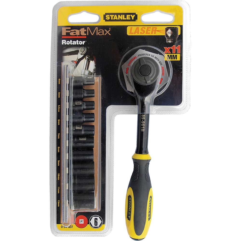 Image of Stanley FatMax 11 Piece 1/4&quot; Square Drive Rotator Socket Set Metric