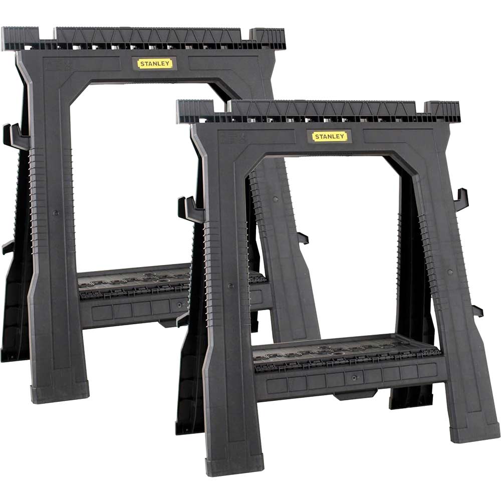 Stanley Plastic Folding Sawhorse & Trestle 450kg Capacity Pack of 2