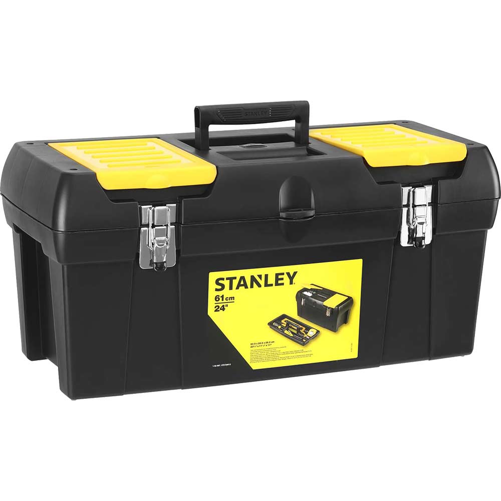 Image of Stanley Soft Grip Handle Tool Box with Tote Tray 600mm / 24&quot;