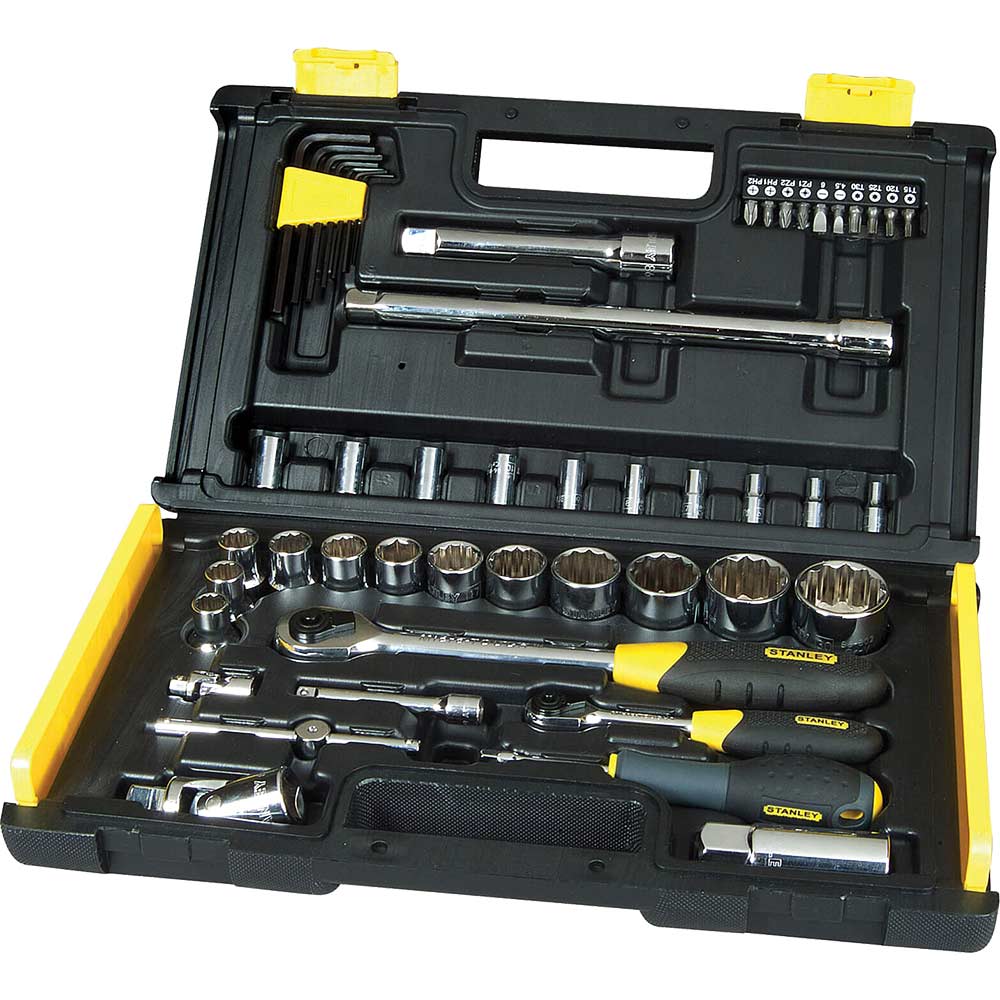 Stanley 50 Piece Combination 1/4 & 1/2" Square Drive Microtough Socket Set Metric