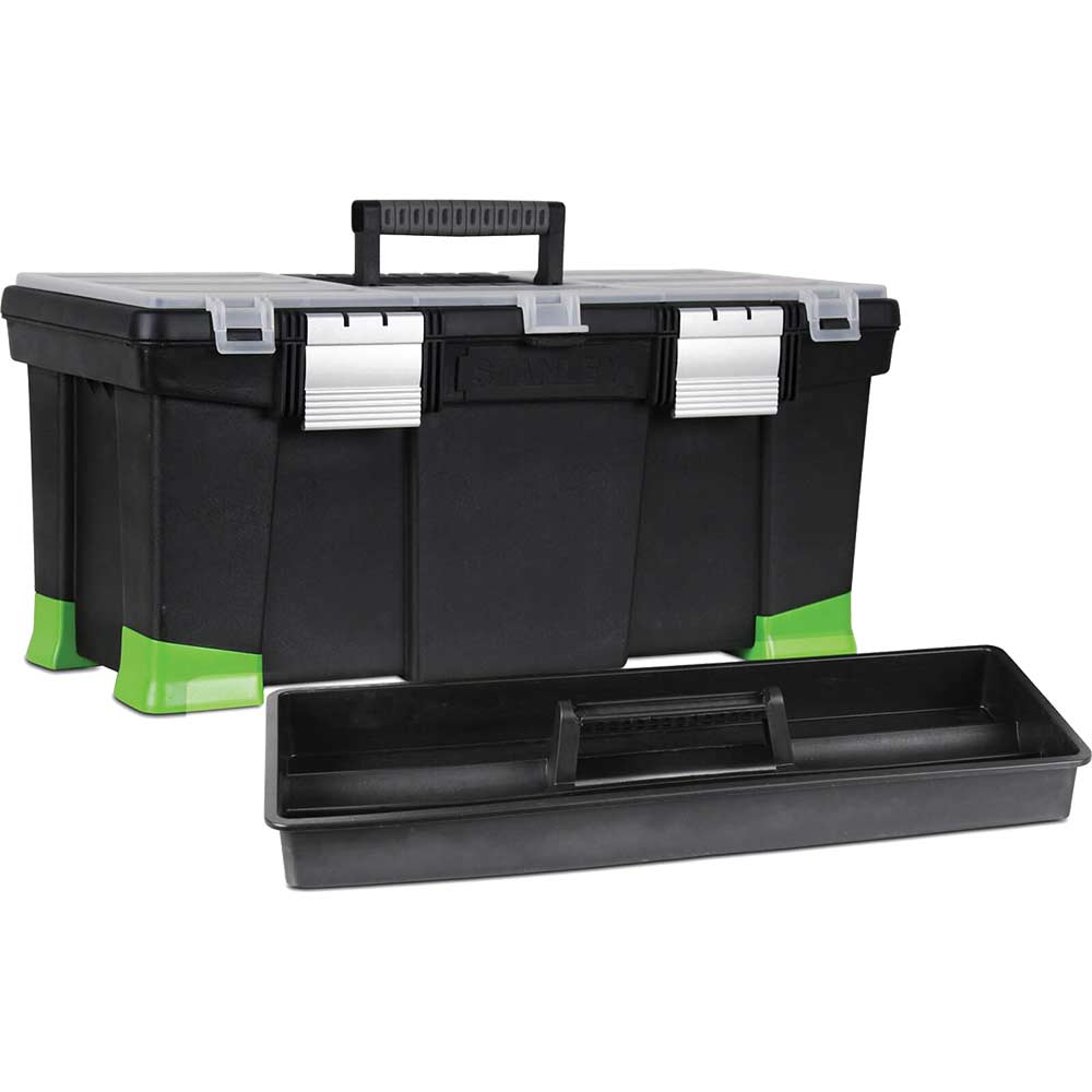 Image of Stanley Tool Box with Hi-Viz Tapered Stability Feet Black 560mm / 22&quot;