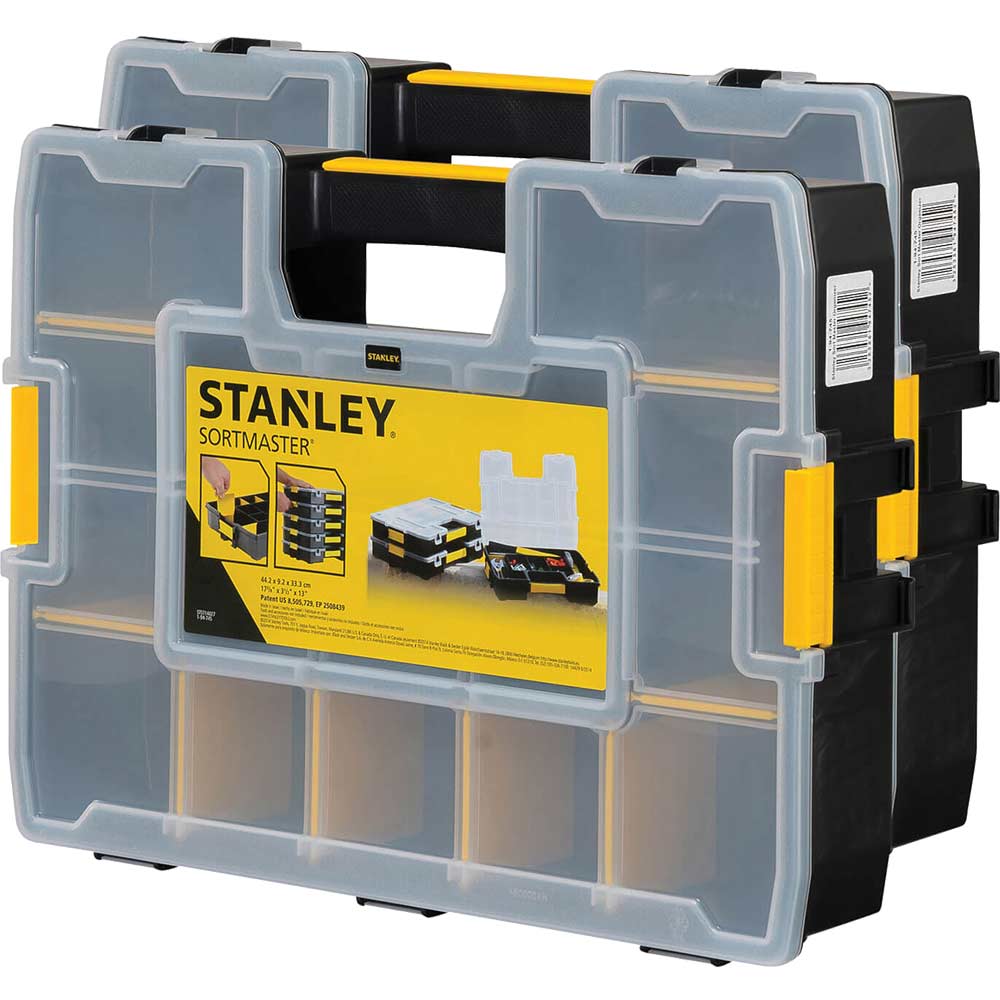 Image of Stanley FatMax Sort Master Multi Compontent Organiser Box Pack of 2