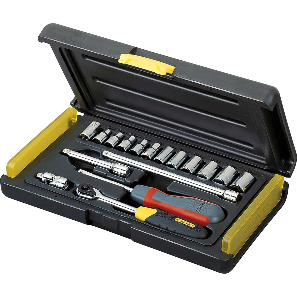 Image of Stanley 17 Piece Microtough 1/4&quot; Square Drive Metric Socket Set