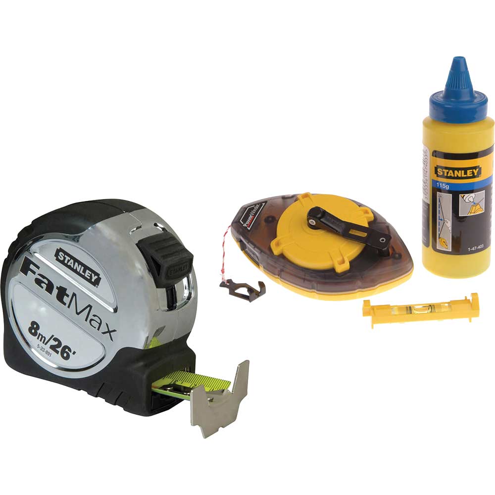 Image of Stanley FatMax 8 Metre / 26 Feet Tape Meaure with Chalk Line & Refill