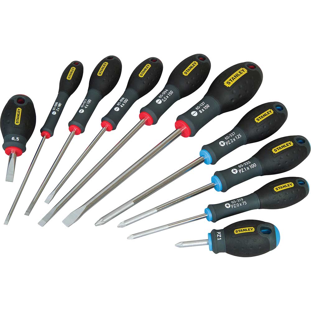 Image of Stanley FatMax 10 Piece Mixed Screwdriver Set Parallel / Flared / Pozi