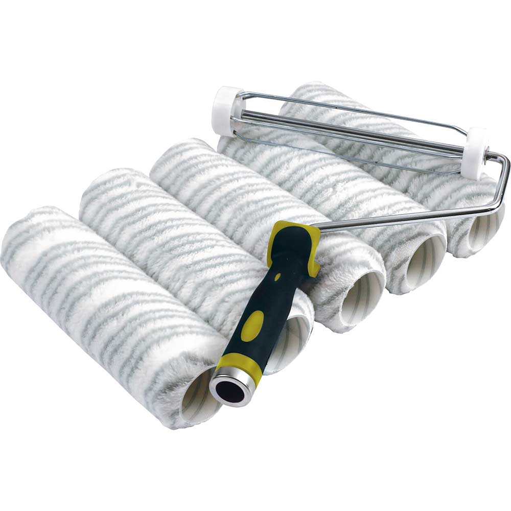 Image of Stanley 230mm Paint Roller with 5 Medium Pile Sleeves for Smooth or Semi Rough Surfaces