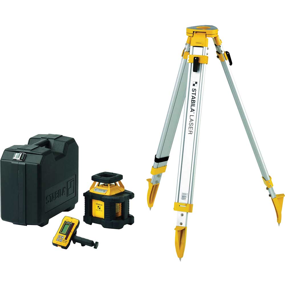 Image of Stabila LAR200 Self Levelling Laser Level + REC300 Laser Receiver + BST-S Construction Tripod