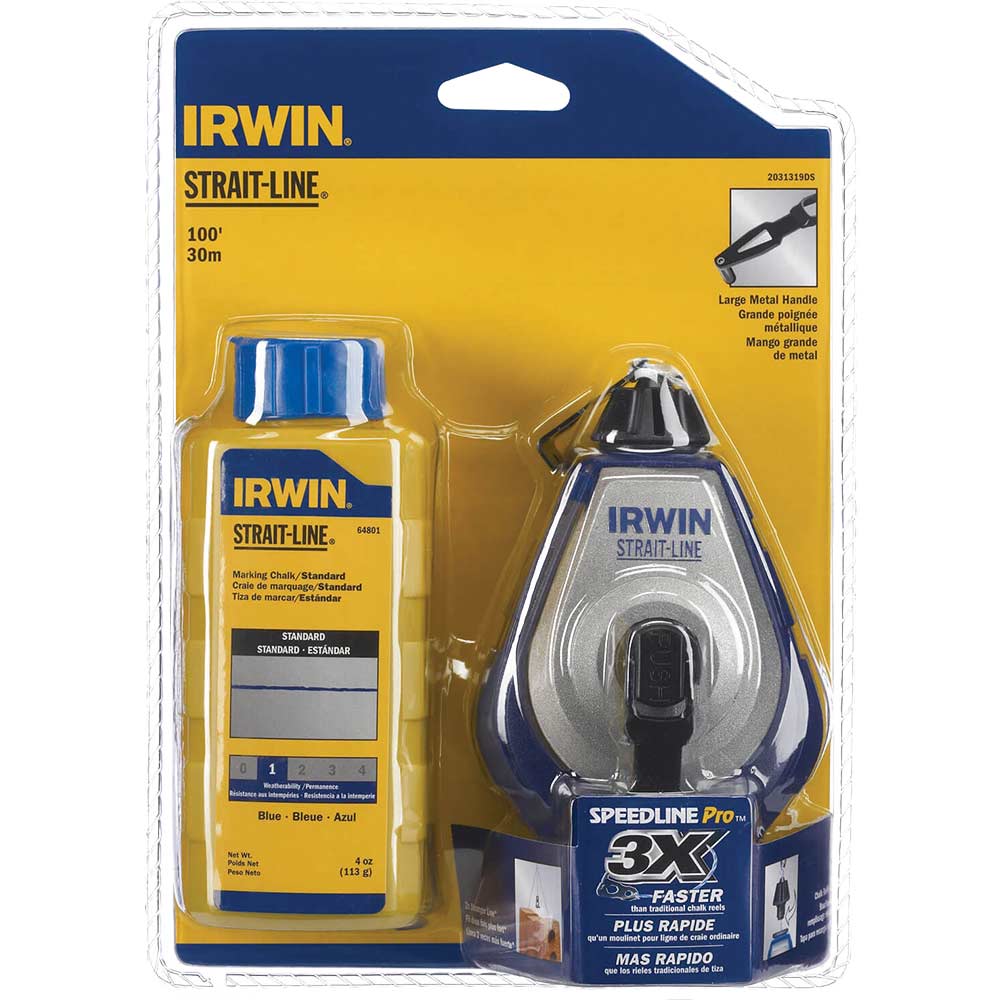 Image of StraitLine HPP Chalk Line Reel 30 Metre / 100 Feet with Blue Chalk Refill