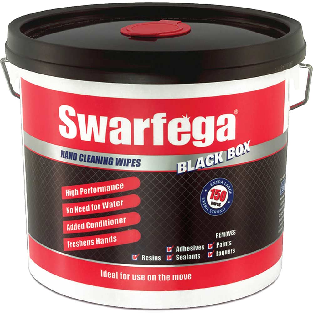Swarfega Trade Heavy Duty Hand Cleaner Wipes in Black Box Pack of 150