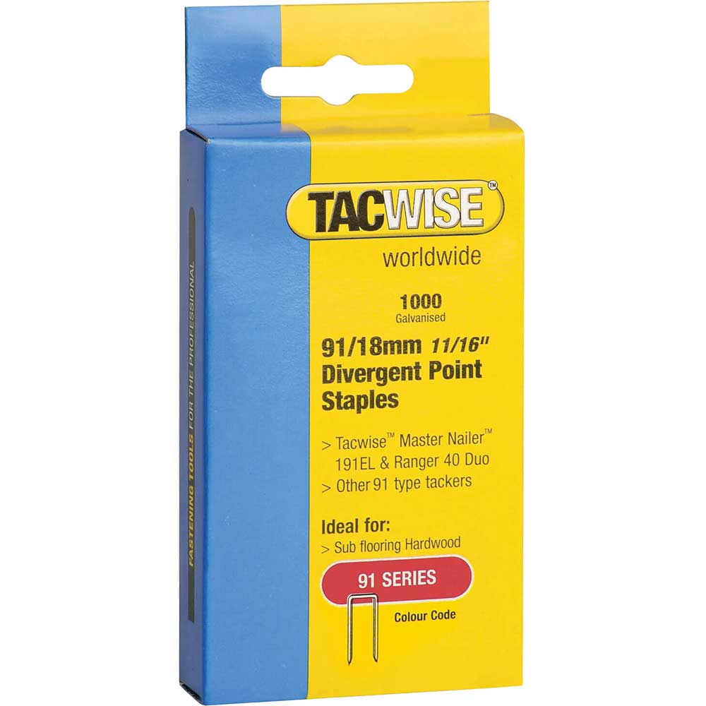 Tacwise 91 / 18mm Divergent Point Staples x 1000