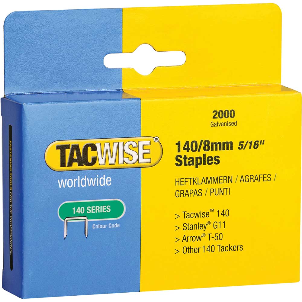 Image of Tacwise 140/8 Staples 8mm Pack of 2000