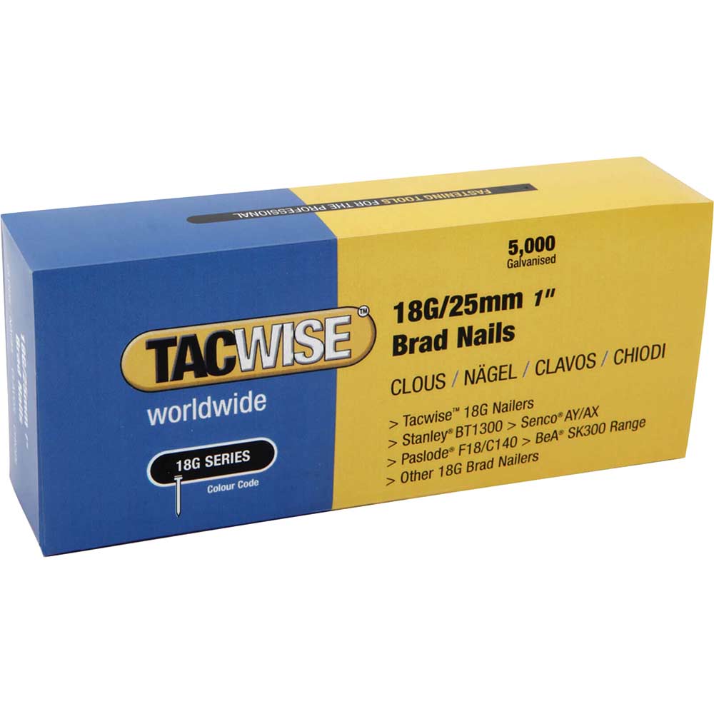 Tacwise 25mm 18 Gauge Brad Nails Pack of 5000