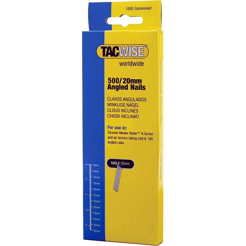 Image of Tacwise 500/20mm 18G Angled Nails Pack of 1000